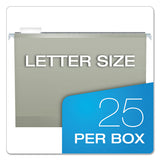 Colored Reinforced Hanging Folders, Letter Size, 1-5-cut Tab, Gray, 25-box