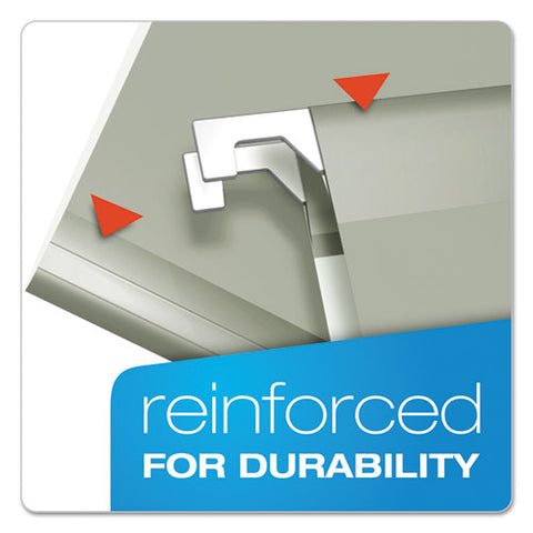 Colored Reinforced Hanging Folders, Letter Size, 1-5-cut Tab, Gray, 25-box