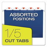 Colored Reinforced Hanging Folders, Letter Size, 1-5-cut Tab, Navy, 25-box