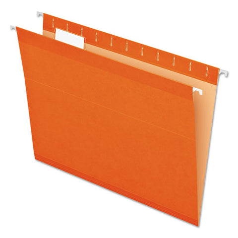 Colored Reinforced Hanging Folders, Letter Size, 1-5-cut Tab, Orange, 25-box