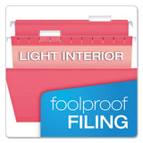 Colored Reinforced Hanging Folders, Letter Size, 1-5-cut Tab, Pink, 25-box