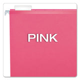 Colored Reinforced Hanging Folders, Letter Size, 1-5-cut Tab, Pink, 25-box