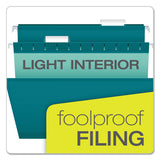 Colored Reinforced Hanging Folders, Letter Size, 1-5-cut Tab, Teal, 25-box