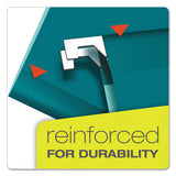 Colored Reinforced Hanging Folders, Letter Size, 1-5-cut Tab, Teal, 25-box