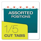 Colored Reinforced Hanging Folders, Letter Size, 1-5-cut Tab, Teal, 25-box