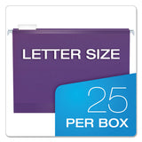 Colored Reinforced Hanging Folders, Letter Size, 1-5-cut Tab, Violet, 25-box