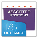 Colored Reinforced Hanging Folders, Letter Size, 1-5-cut Tab, Violet, 25-box