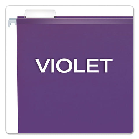 Colored Reinforced Hanging Folders, Letter Size, 1-5-cut Tab, Violet, 25-box