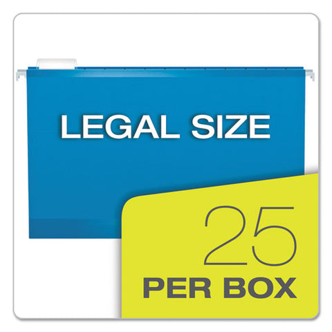 Colored Reinforced Hanging Folders, Legal Size, 1-5-cut Tab, Blue, 25-box