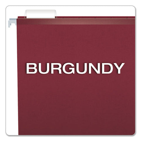 Colored Reinforced Hanging Folders, Legal Size, 1-5-cut Tab, Burgundy, 25-box