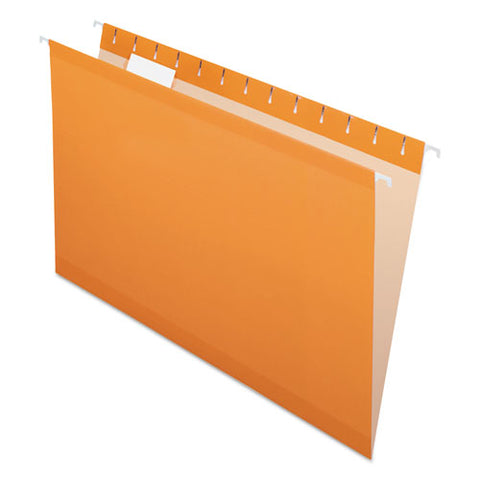 Colored Reinforced Hanging Folders, Legal Size, 1-5-cut Tab, Orange, 25-box