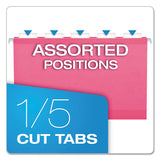 Colored Reinforced Hanging Folders, Legal Size, 1-5-cut Tab, Pink, 25-box