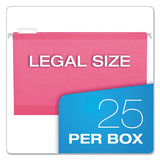 Colored Reinforced Hanging Folders, Legal Size, 1-5-cut Tab, Pink, 25-box