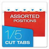 Colored Reinforced Hanging Folders, Legal Size, 1-5-cut Tab, Red, 25-box