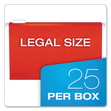 Colored Reinforced Hanging Folders, Legal Size, 1-5-cut Tab, Red, 25-box