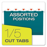 Colored Reinforced Hanging Folders, Legal Size, 1-5-cut Tab, Teal, 25-box