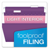Colored Reinforced Hanging Folders, Legal Size, 1-5-cut Tab, Violet, 25-box