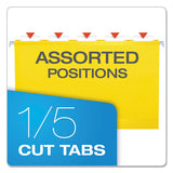 Colored Reinforced Hanging Folders, Legal Size, 1-5-cut Tab, Yellow, 25-box
