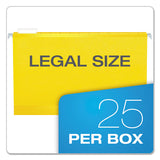 Colored Reinforced Hanging Folders, Legal Size, 1-5-cut Tab, Yellow, 25-box
