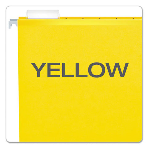 Colored Reinforced Hanging Folders, Legal Size, 1-5-cut Tab, Yellow, 25-box