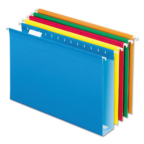 Extra Capacity Reinforced Hanging File Folders With Box Bottom, Legal Size, 1-5-cut Tab, Assorted, 25-box