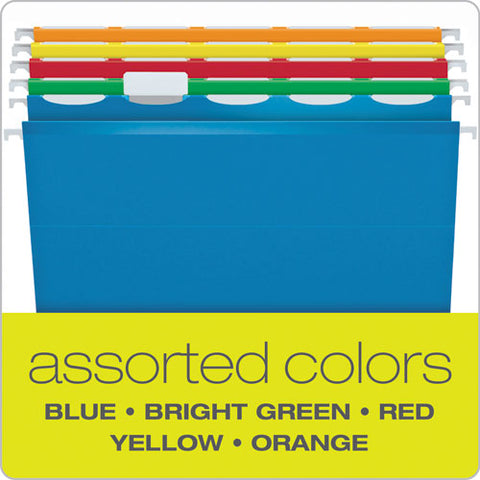 Ready-tab Colored Reinforced Hanging Folders, Letter Size, 1-3-cut Tab, Assorted, 25-box