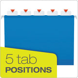 Ready-tab Colored Reinforced Hanging Folders, Letter Size, 1-5-cut Tab, Blue, 25-box