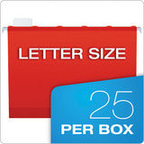 Ready-tab Colored Reinforced Hanging Folders, Letter Size, 1-5-cut Tab, Red, 25-box