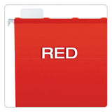 Ready-tab Colored Reinforced Hanging Folders, Letter Size, 1-5-cut Tab, Red, 25-box