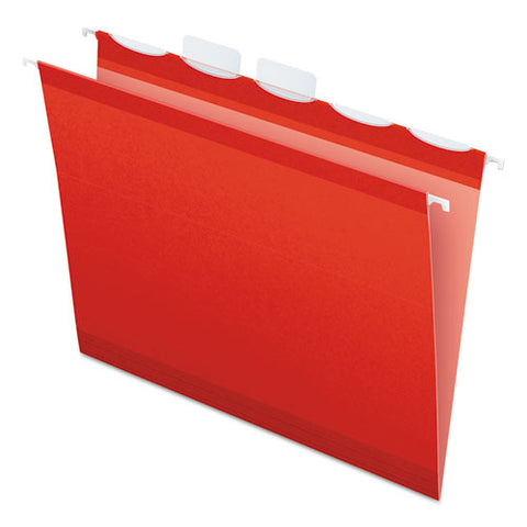 Ready-tab Colored Reinforced Hanging Folders, Letter Size, 1-5-cut Tab, Red, 25-box