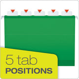 Ready-tab Colored Reinforced Hanging Folders, Letter Size, 1-5-cut Tab, Bright Green, 25-box