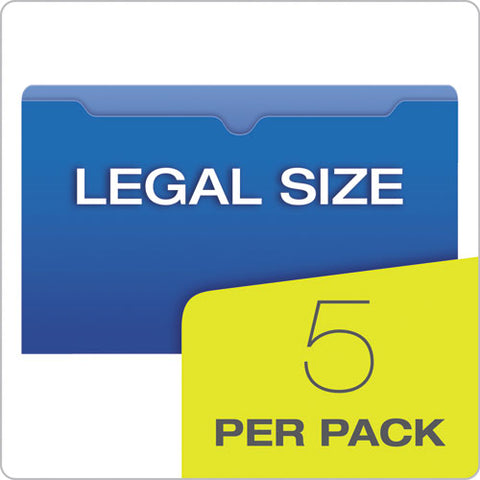 Poly File Jackets, Straight Tab, Legal Size, Assorted Colors, 5-pack