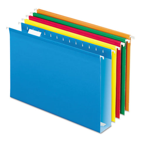 Extra Capacity Reinforced Hanging File Folders With Box Bottom, Legal Size, 1-5-cut Tab, Assorted, 25-box