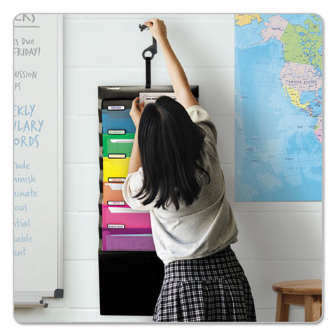Desk Free Hanging Organizer W- Case, 1" Expansion, 6 Sections, 1-3-cut Tab, Letter Size, Randomly Assorted