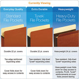 File Pocket W- Tyvek, 3.5" Expansion, Legal Size, Redrope, 10-box