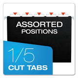 Colored Hanging Folders, Letter Size, 1-5-cut Tab, Black, 25-box