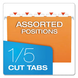 Colored Hanging Folders, Letter Size, 1-5-cut Tab, Orange, 25-box