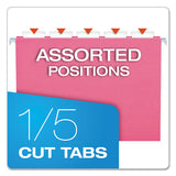 Colored Hanging Folders, Letter Size, 1-5-cut Tab, Pink, 25-box