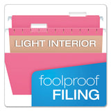 Colored Hanging Folders, Letter Size, 1-5-cut Tab, Pink, 25-box