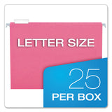 Colored Hanging Folders, Letter Size, 1-5-cut Tab, Pink, 25-box