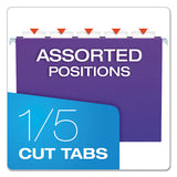 Colored Hanging Folders, Letter Size, 1-5-cut Tab, Violet, 25-box