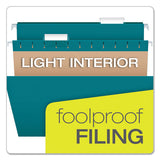 Colored Hanging Folders, Letter Size, 1-5-cut Tab, Teal, 25-box