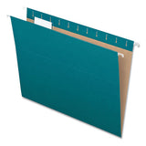 Colored Hanging Folders, Letter Size, 1-5-cut Tab, Teal, 25-box