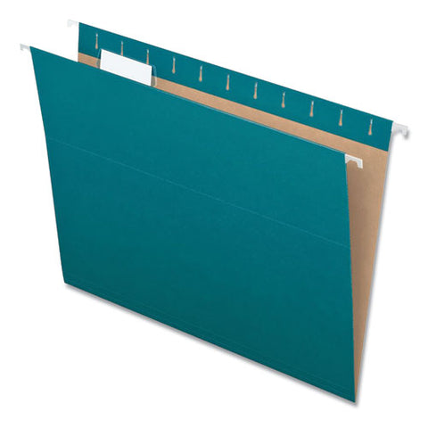 Colored Hanging Folders, Letter Size, 1-5-cut Tab, Teal, 25-box