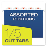 Colored Hanging Folders, Letter Size, 1-5-cut Tab, Navy, 25-box