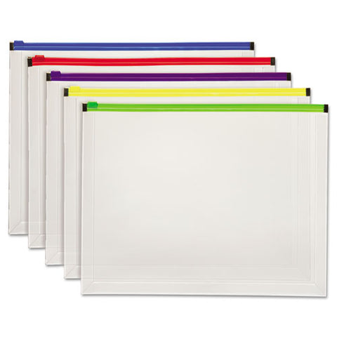 Poly Zip Envelope, Zipper Closure, 10 X 13, Assorted, 5-pack