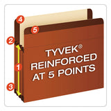 Premium Reinforced Expanding File Pockets, 5.25" Expansion, Letter Size, Red Fiber, 5-box