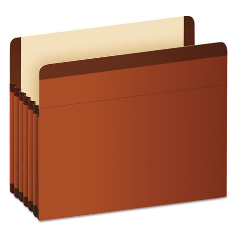 Premium Reinforced Expanding File Pockets, 5.25" Expansion, Letter Size, Red Fiber, 5-box