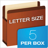 Premium Reinforced Expanding File Pockets, 5.25" Expansion, Legal Size, Red Fiber, 5-box