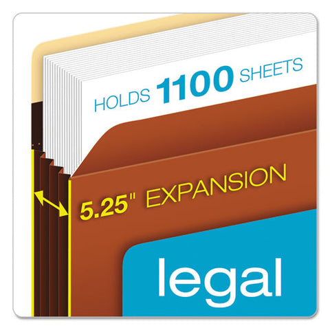 Heavy-duty File Pockets, 5.25" Expansion, Legal Size, Redrope, 10-box